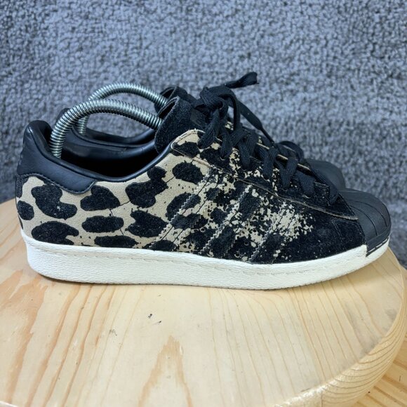 Adidas Originals Superstar 80s Womens Size 7.5 Suede Leopard Print Shell Toe - Picture 3 of 9